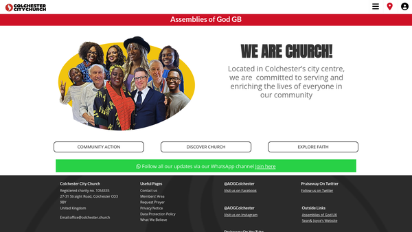 Screenshot of the Colchester City Church website