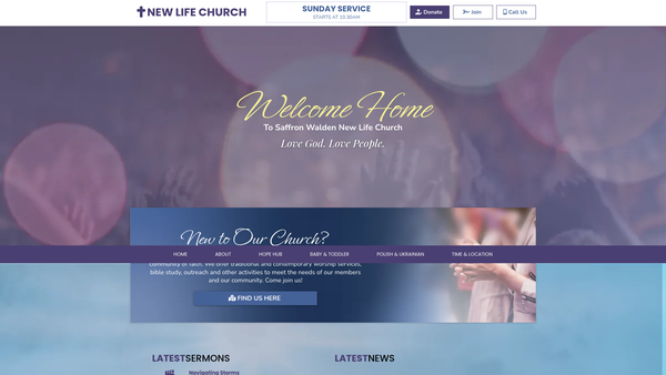 Screenshot of the New Life Pentecostal Church website