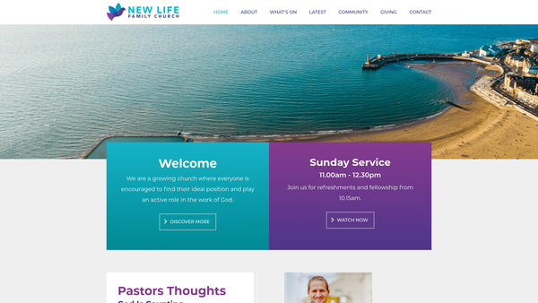 Screenshot of the New Life Family Church website