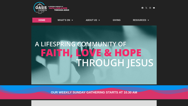 Screenshot of the Oasis Church Feltham website