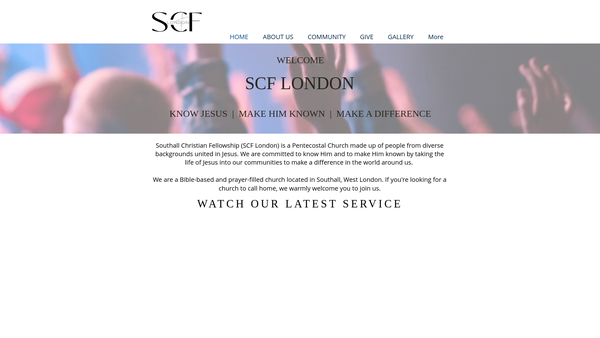 Screenshot of the Southall Christian Fellowship website