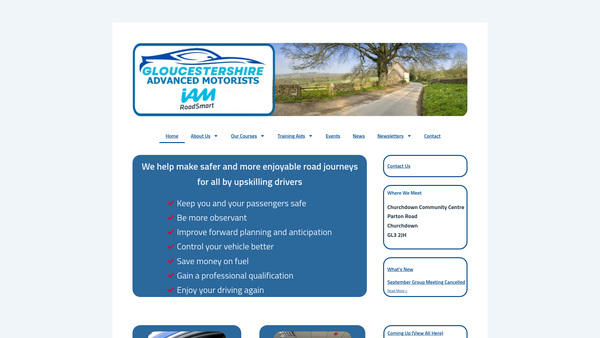 Screenshot of the Gloucestershire Group Of Advanced Motorists website