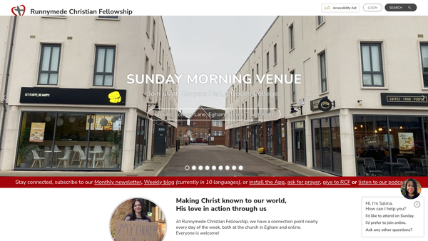 Screenshot of the Runnymede Christian Fellowship website