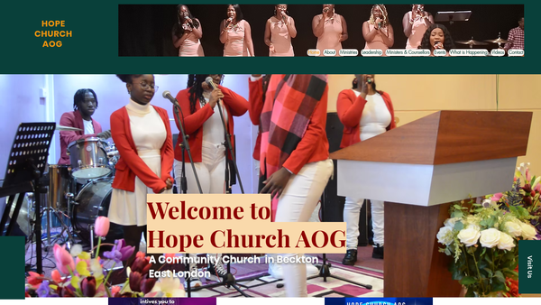 Screenshot of the Hope Church (AOG) website