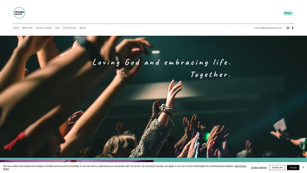 Screenshot of the Eternity Christian Centre website