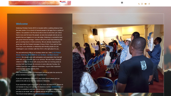 Screenshot of the Kettering Christian Centre website