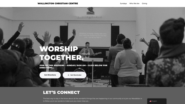 Screenshot of the Wallington Christian Centre website
