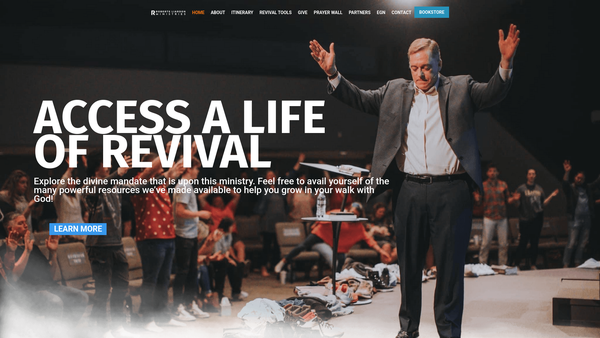 Screenshot of the Roberts Liardon Ministries Charitable Trust website