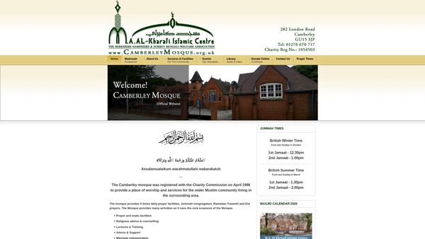 Screenshot of the The Berkshire Hampshire Surrey Bengali Welfare Association website
