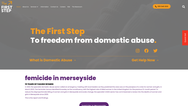 Screenshot of the The First Step Ltd website