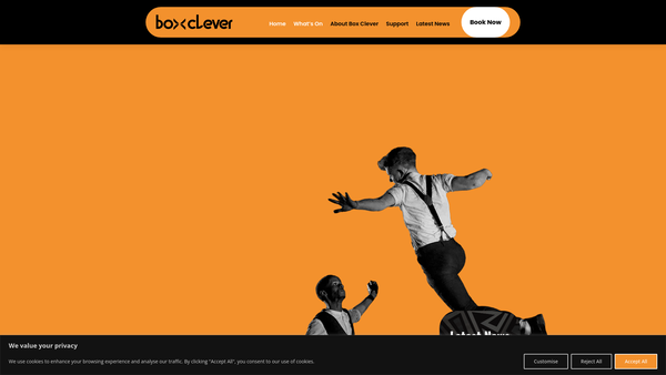 Screenshot of the Box Clever Theatre Company website