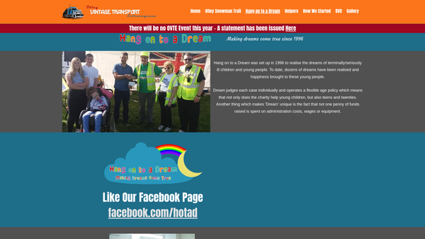 Screenshot of the Hang On To A Dream website