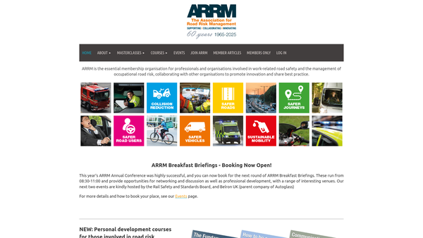 Screenshot of the Association for Road Risk Management website