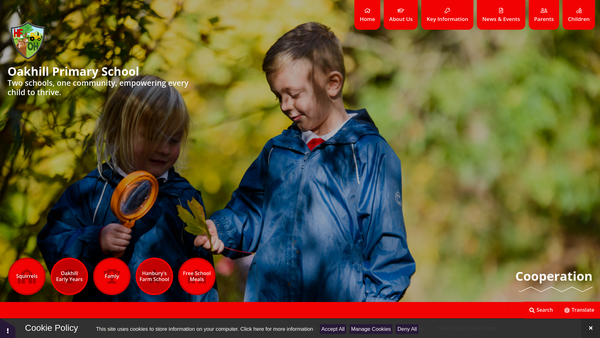 Screenshot of the Oakhill PTA (Tamworth) website