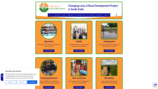 Screenshot of the Friends Of Mettupalayam website