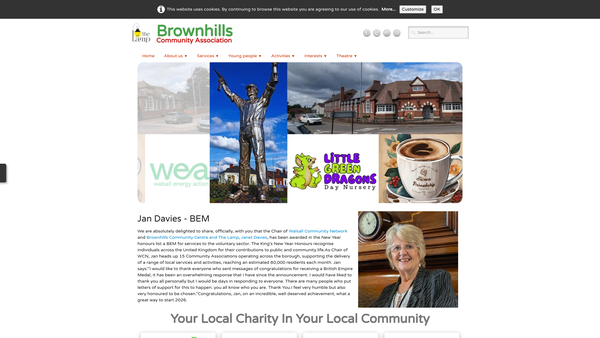 Screenshot of the Brownhills Community Association Limited website