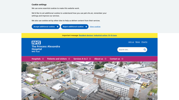 Screenshot of the The Princess Alexandra Hospital NHS Trust Charitable Fund website