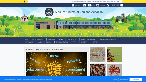 Screenshot of the King Ina C Of E Academy Parents, Teachers & Friends Association website