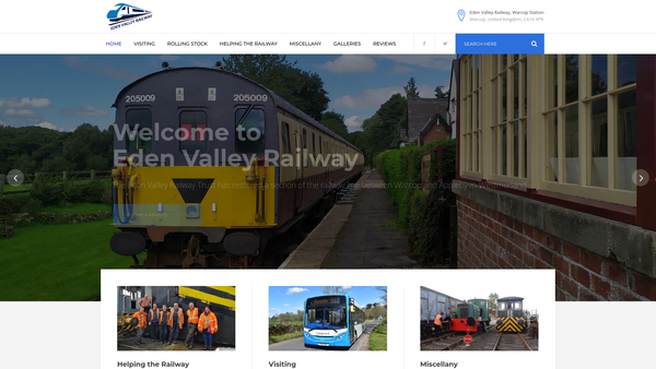 Screenshot of the Eden Valley Railway Trust website