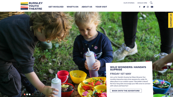Screenshot of the Burnley Youth Theatre website