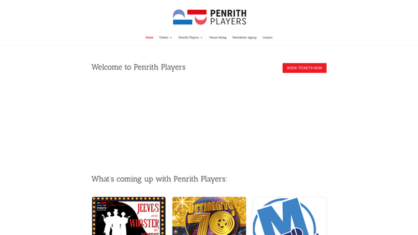 Screenshot of the Penrith Players Theatre website
