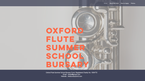 Screenshot of the Oxford Flute Summer School Bursary Fund website