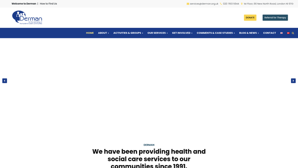 Screenshot of the Derman - For The Well-Being Of The Kurdish And Turkish Communities website