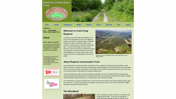 Screenshot of the Ruperra Conservation Trust website