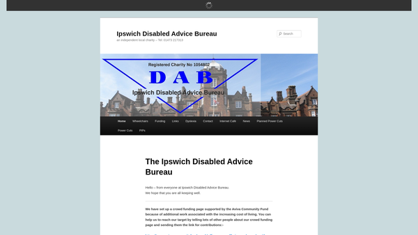 Screenshot of the The Ipswich Disabled Advice Bureau website