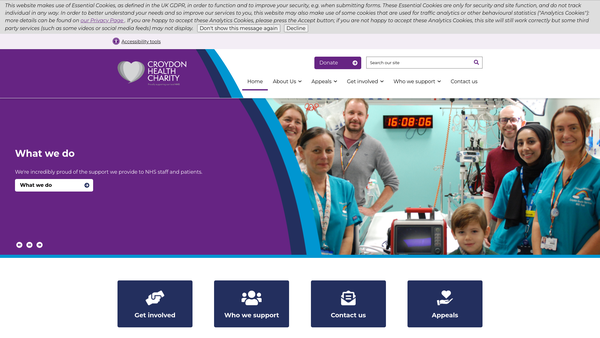 Screenshot of the Croydon Health Services Charitable Fund And Other Related Charities website