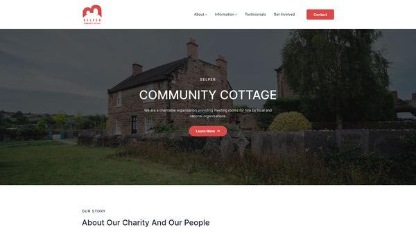 Screenshot of the Belper Community Cottage website