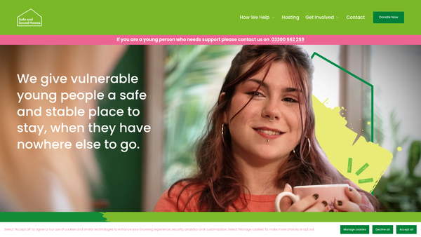 Screenshot of the Safe And Sound Homes website
