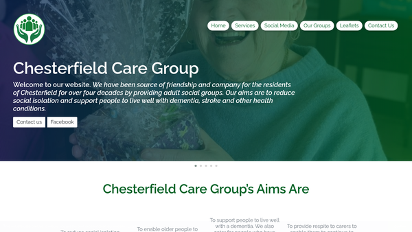 Screenshot of the Chesterfield Care Group website