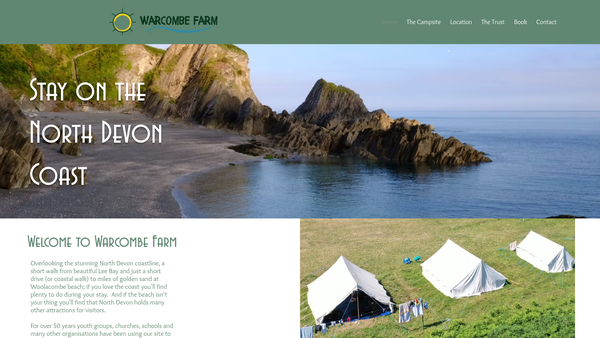 Screenshot of the Warcombe Farm Christian Trust website
