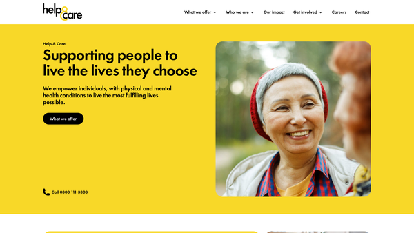 Screenshot of the Help And Care website