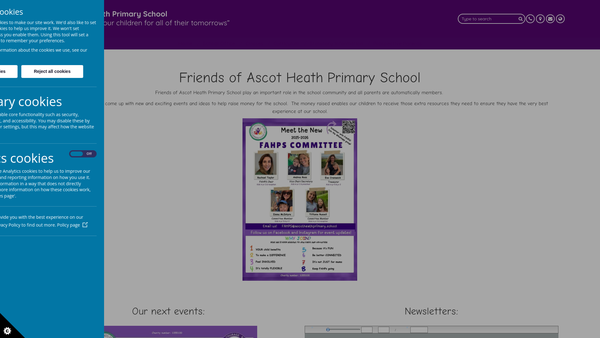 Screenshot of the Friends of Ascot Heath Primary School website
