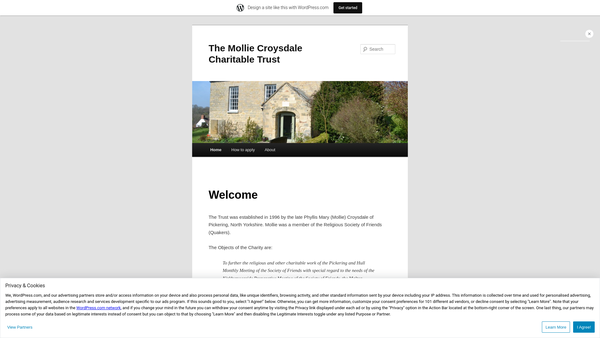 Screenshot of the The Mollie Croysdale Charitable Trust website