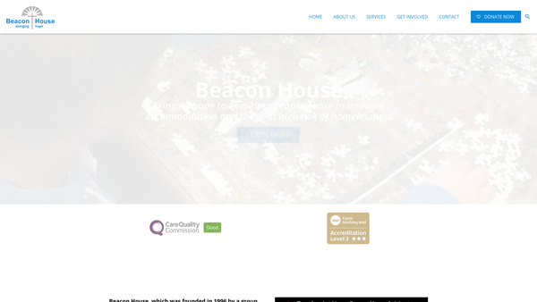 Screenshot of the Beacon House Ministries website