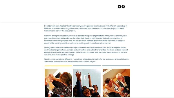 Screenshot of the Dead Earnest Theatre website