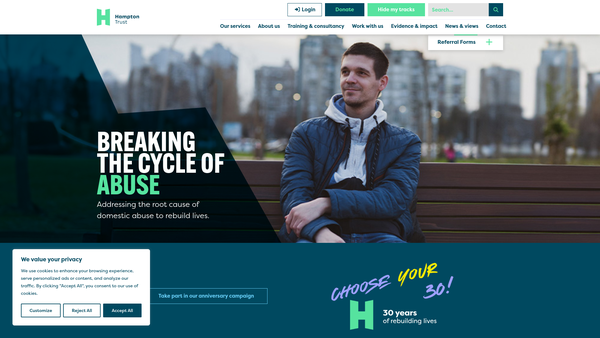 Screenshot of the The Hampton Trust (Hampshire And The Isle Of Wight) website