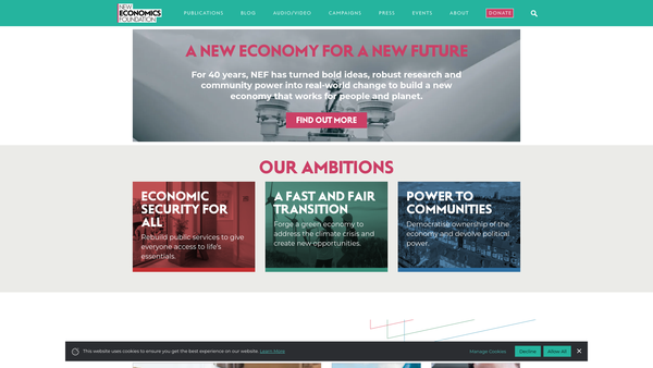 Screenshot of the New Economics Foundation website