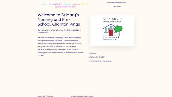 Screenshot of the St Mary's Nursery & Preschool - Charlton Kings website