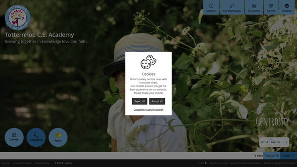 Screenshot of the Totternhoe School Trust website