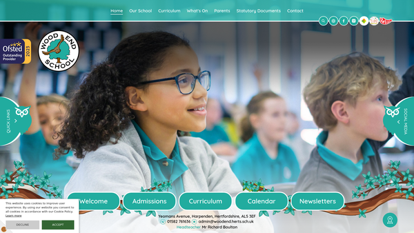 Screenshot of the Wood End School Parent Teacher Association website