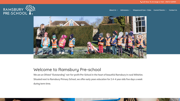Screenshot of the Ramsbury Pre-School website