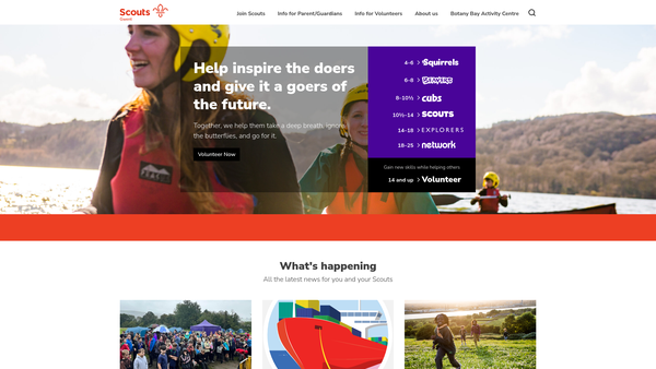Screenshot of the Gwent Area Scout Council website