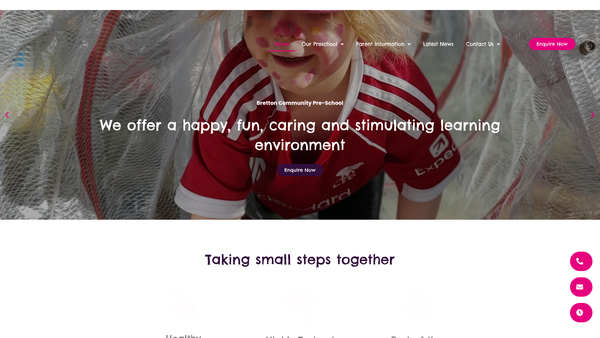 Screenshot of the Bretton Community Pre-School website