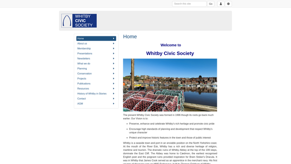 Screenshot of the Whitby Civic Society website