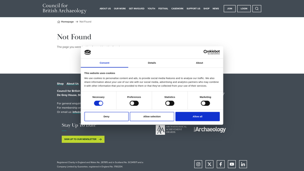 Screenshot of the Council For British Archaeology South Midlands Group website