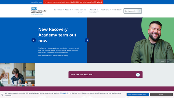 Screenshot of the Greater Manchester Mental Health NHS Foundation Trust Charitable Fund website